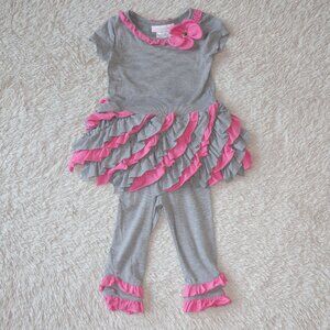 Girls Size 12 Months Bonnie Jean Baby Ruffle Pink and Gray Dress with Leggings